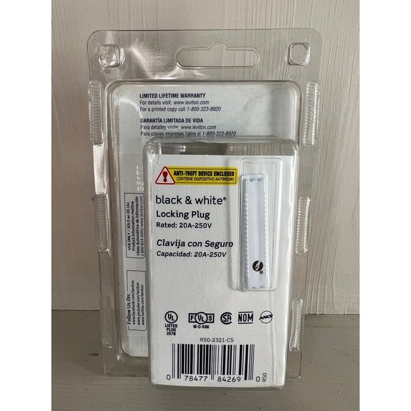 Leviton Black & White Professional 20A Locking Plug for 250V 2P 3W Nema L6-20P - Picture 2 of 2